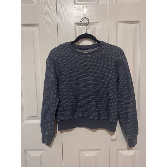 Marine Layer Blue Women's Birdseye Textured Long sleeve Sweatshirt Extra Small - Picture 2 of 4